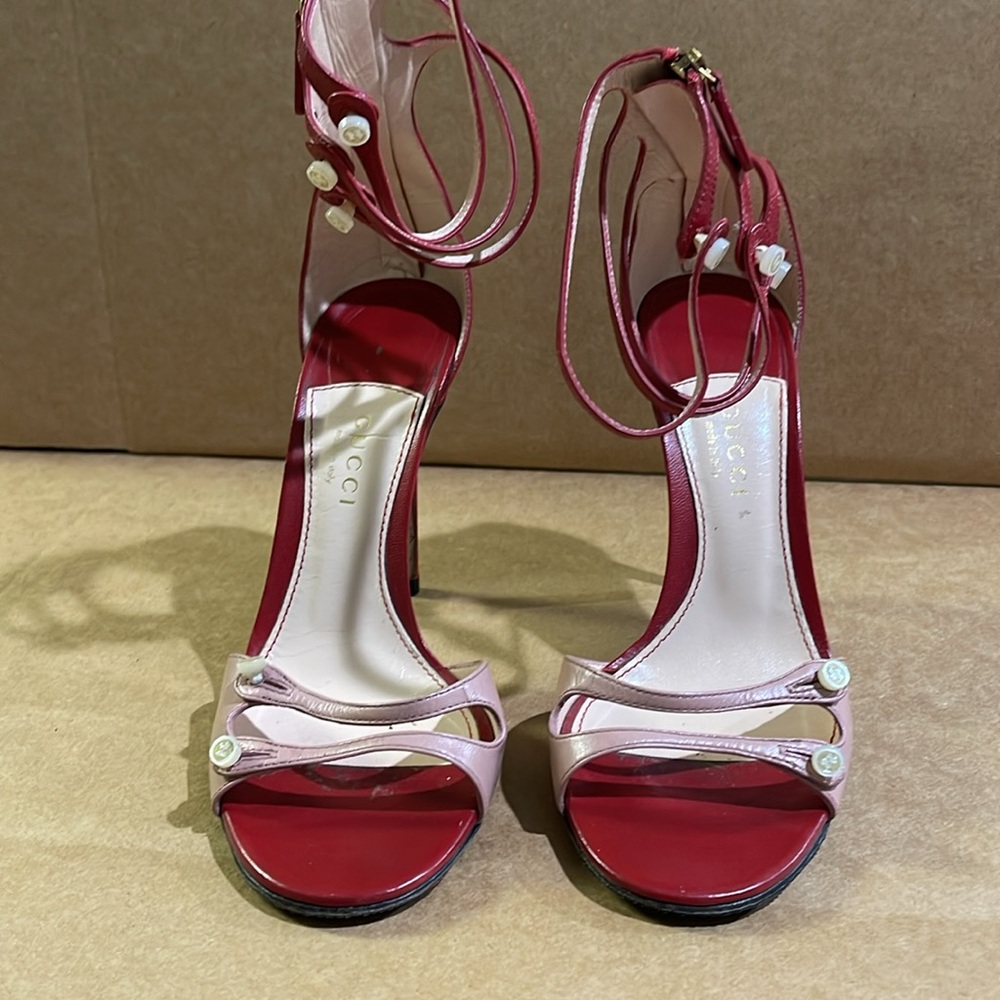 Gucci red pink heeled sandals